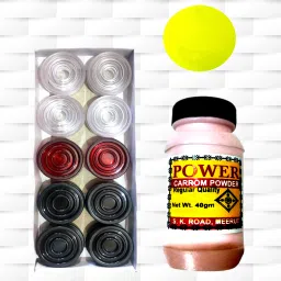 Crystal carrom coins set with striker and powder Carrom Pawns-image-96