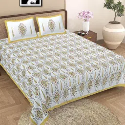baithak krafts Multicolor Floral 300 TC Cotton Queen Sized Bedsheet With 2 Pillow Covers-picture-16