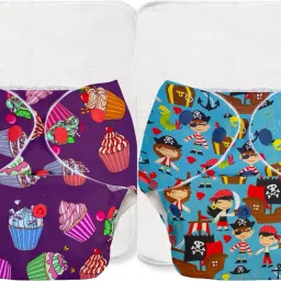 EASY Pack of 2 Freesize Washable & reusable waterproof adjustable cloth diaper for babies with quick drying prefold style soaker(insert)-6