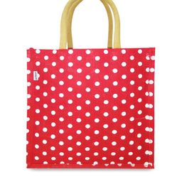 earthbags Red Eco-friendly Polka Dot Printed Shopper Tote Bag-28