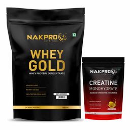 Nakpro Whey Gold Protein Concentrate,  2.2 lb  Unflavoured with Creatine Monohydrate 0.22 lb Fruit Punch -23