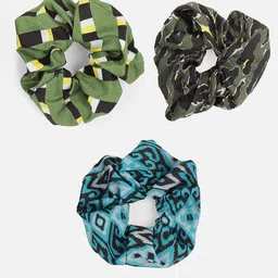 Aditi Wasan Women Set of 3 Printed Ponytail Holders Scrunchies-4