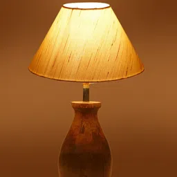 Devansh Off White & Brown Table Lamp With Wood Natural Base image 4