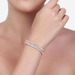 AMI Women Rose Gold-Plated White Brass Cubic Zirconia Wraparound Bracelet-35
