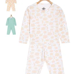 The Mom Store Kids Pack Of 3 Conversational Printed Pure Cotton Night suit-47