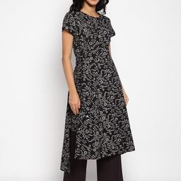 W Women Black Printed High-Low Hem Cotton Kurta-picture-41