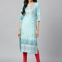 AURELIA Women Blue Ethnic Motifs Printed Kurta-31