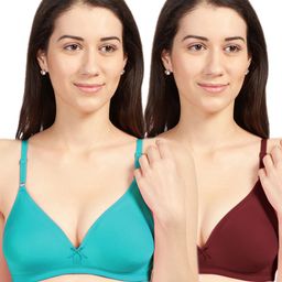 Sonari Pack Of 2 Teal Green & Burgundy Everyday Bra omaniagreenmaroon30B-image-39