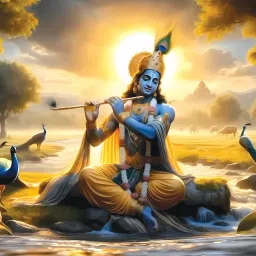 Krishna Ji Photo Poster For Home & Office Decoration Digital Reprint 12 inch x 18 inch Painting-14