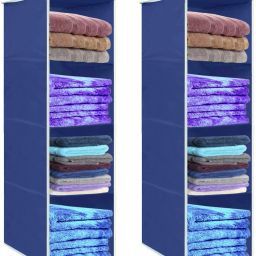 Non-Woven 4 Compartment Cloth Hanging Organizer / Storage Wardrobe for Almirah Closet Organizer-image-49