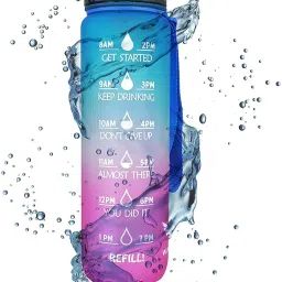 Unbreakable Silicone Water Bottle 1 Liters with Motivational Time Marker bottle 1000 ml Water Bottle-image-1