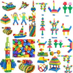 300+ PCs [ 2 in 1 DIY Combo ] 2 Types Different Blocks for Early Learning/ Educational Blocks Toys for Kids (200+PCs Bullets, 100+PCs Hexa)-13