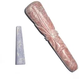 4 Inch Leaf Engraved Marble Smoking Chillum Pipe inner Stone Stoneware Outside Fitting Hookah Mouth Tip-picture-15