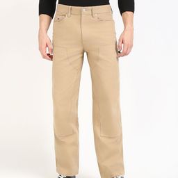 tommy hilfiger Men Straight Fit Beige Cotton Blend Trousers-picture-23