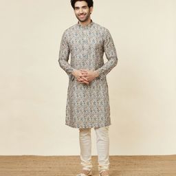manyavar Men Printed Cotton Blend Straight Kurta-picture-25