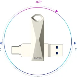 EMGA Delivering Innovation EMGA OTG 64G-UC 64 GB OTG Drive Compatible with Audio Player, Desktop Computer, Gaming Console, Laptop, Mobile, Netbook, Tablet, Television USB 3.2 Metal Case image 2