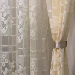 213 cm (7 ft) Net Semi Transparent Door Curtain (Pack Of 2)-image-2