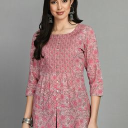 MEESAN Floral Printed Cotton Ethnic Tunic-picture-54
