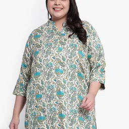 Indietoga Plus Size Floral Printed Cotton Tunic-image-26