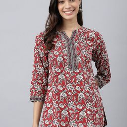 MEESAN Red & White Printed Cotton Tunic-picture-28