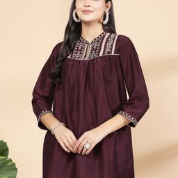 Nayam By Lakshita Mandarin Collar Embroidered Ethnic Tunic-picture-17