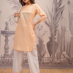 Vishudh Ethnic Motifs Embroidered Yoke Design Thread Work Straight Kurta-30