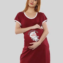 SillyBoom Graphic Printed Pure Cotton Maternity T Shirt Night Dress-picture-29