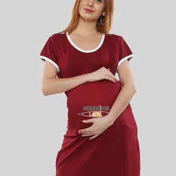SillyBoom Typography Printed Round-Neck Maternity T-shirt Dress-picture-30