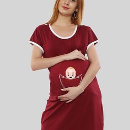 SillyBoom Graphic Printed Round-Neck Maternity T-shirt Dress-image-71