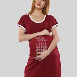 SillyBoom Typography Printed Maternity T-shirt Dress-image-84