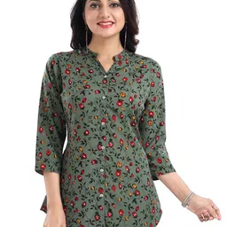 keshubaba Floral Printed Mandarin Collar Tunic-picture-34