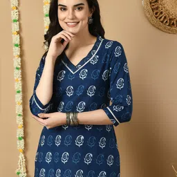 MEESAN Ethnic Motifs Printed Cotton Ethnic Tunic-46