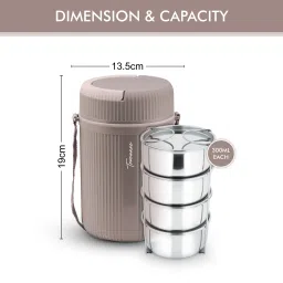 trueware Quick Meal 4 Insulated Hot Lunch Box With 4 SS Container 300 ML Each 4 Containers Lunch Box image 2