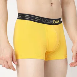 UnderJeans by Spykar Mid-Rise Outer-Elastic Short Trunks UJNPTS064Yellow image 5