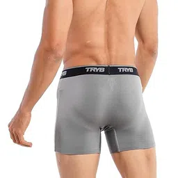 TRYB Mid-Rise Wrinkle-Resistant Short Trunks TRYB-Pro-Sq cut Trunk-Grey-S image 3