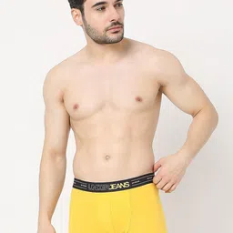 UnderJeans by Spykar Mid-Rise Outer-Elastic Short Trunks UJNPTS064Yellow image 2