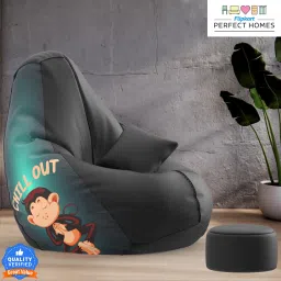 XXXL PatternPuff Bag With Free Cushion and Puffy , Namaste Chill Out-Black Teardrop Bean Bag With Bean Filling-picture-33