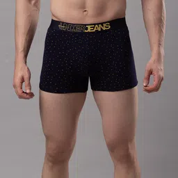 UnderJeans by Spykar Men Navy Blue & Yellow Printed Trunks-picture-51