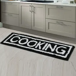 AEROHAVEN Black Self Design Anti Slip Kitchen Runner-40