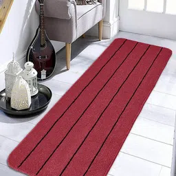 Saral Home Maroon & Black Striped Anti Slip Polyester Kitchen Runner-39
