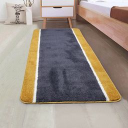 Saral Home Grey & Yellow Colourblocked Anti-Skid Bed Runner-38
