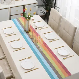 HOKIPO Brown Geometric Printed PVC Table Runner-12