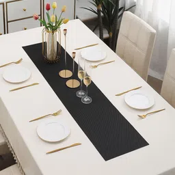 HOKIPO Black Rectangular Table Runner-25