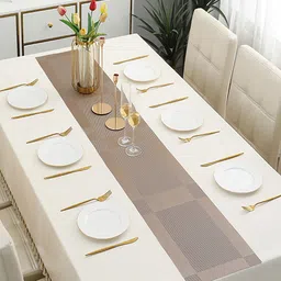 HOKIPO Brown Geometric Printed Rectangular Table Runner-25