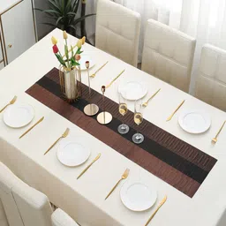 HOKIPO Brown Textured Rectangular Table Runner-16
