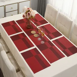 HOKIPO 7 Pieces Colourblocked Table Placemats With Runner-27