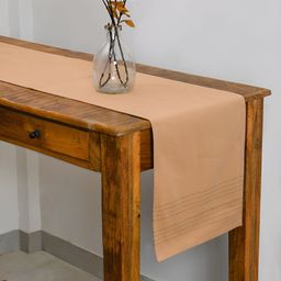 TARAN LIVING Beige Pure Cotton Rectangle Table Runner-58
