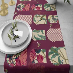 India Circus by Krsnaa Mehta Maroon 230 GSM Signature Windows Printed Table Runner-24