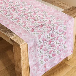 HANDICRAFT PALACE Pink & White Floral Printed Table Runner-58