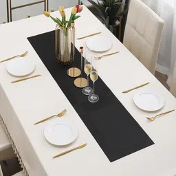 HOKIPO Black Woven Design Table Runner-56